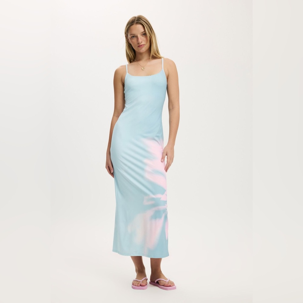 New Cotton On Blue and Pink Tropical Floral Dress